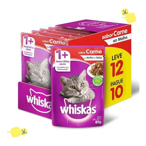 Kit 12 Sachês Whiskas Alimento Úmido Gatos Adult