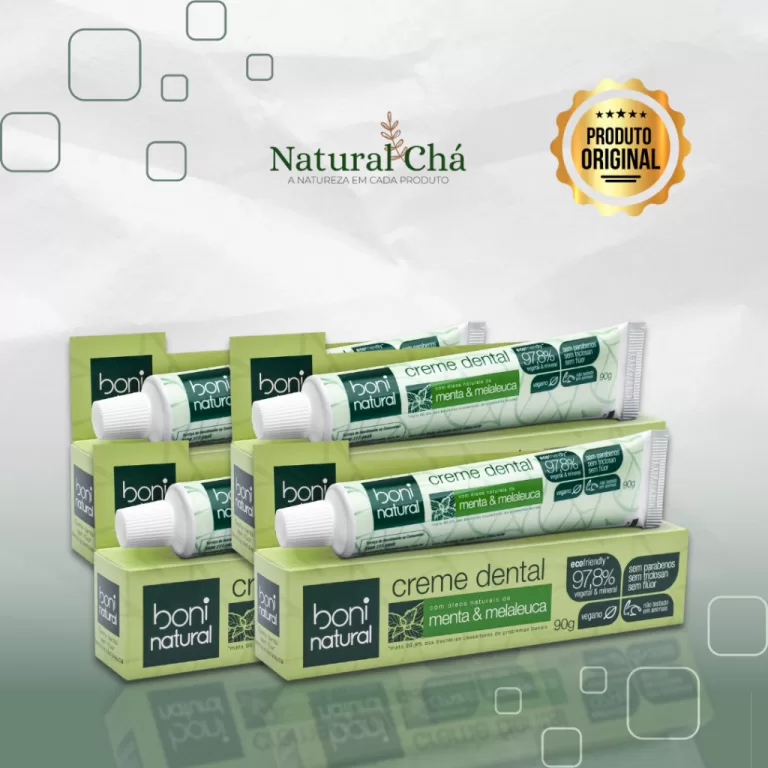 KIT 4x Creme Dental Sem Flúor Boni Natural Menta 