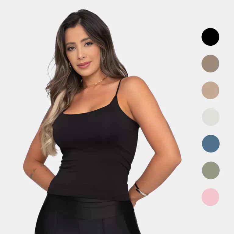 Regata Alça Fina em Poliamida Blusa com Forro Blu
