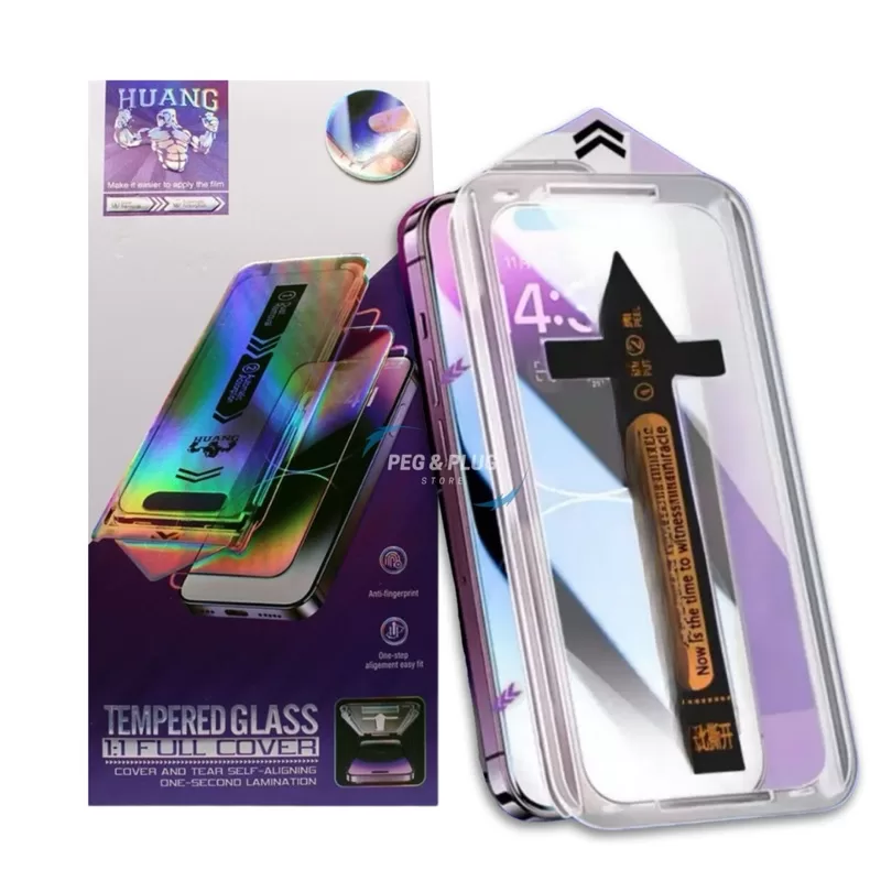 Pelicula Vidro Temperado Full Cover c/ Aplicador p/ iPhone XR 11 12 13 14 15 PRO MAX