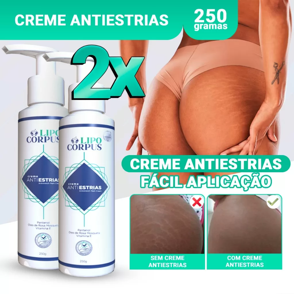 Removedor De Estrias Lipo Corpus Creme Corporal AntiEstrias Ação Poderosa 250g – Lipo Corpus Origina