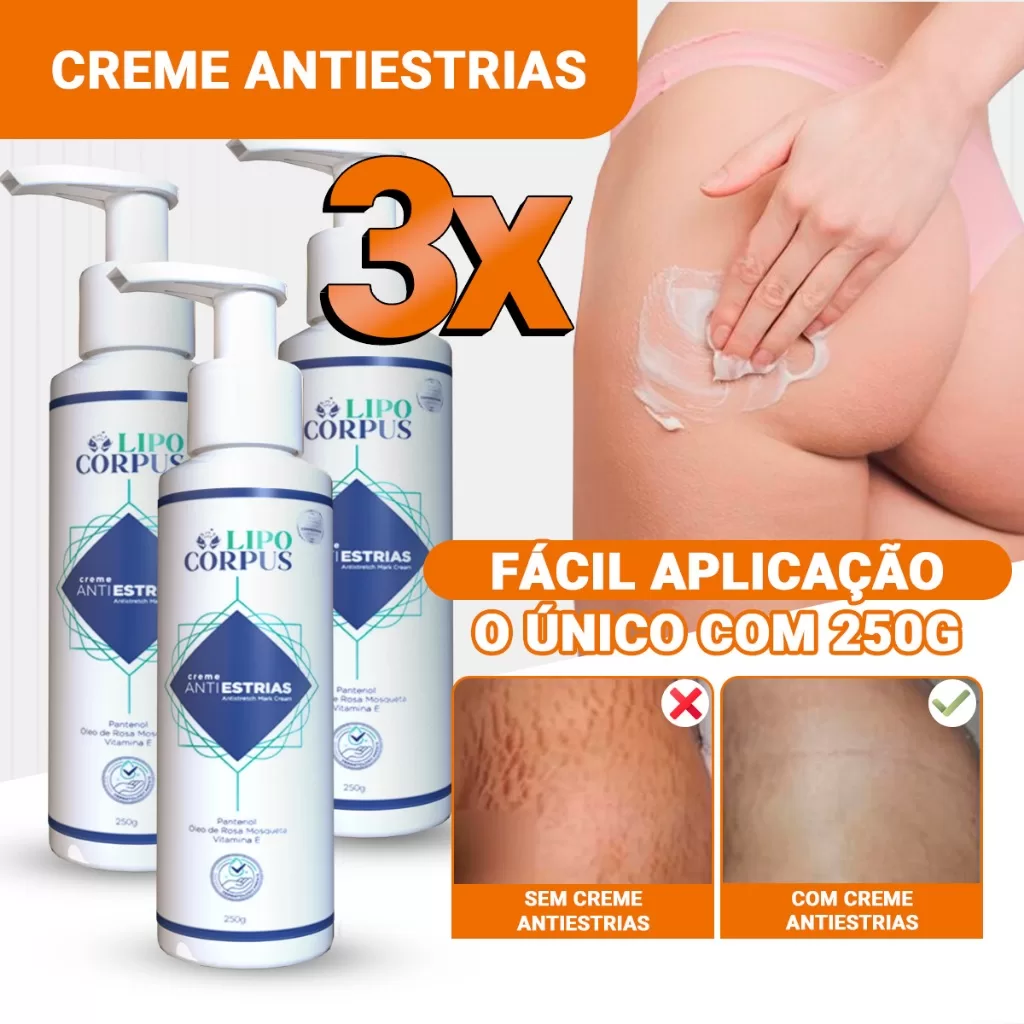 Creme AntiEstrias Lipo Corpus Removedor De Estrias 250g Ação Poderosa – Lipo Corpus Original