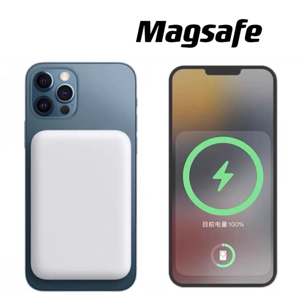 Carregador Portátil Indução para iPhone/Android Magsafe Apple Sem fio Bateria Carga 5000mAh