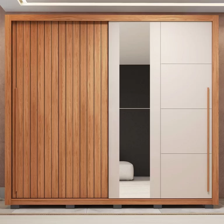 Guarda-roupa Casal Ripado com Espelhos 2 Portas e 