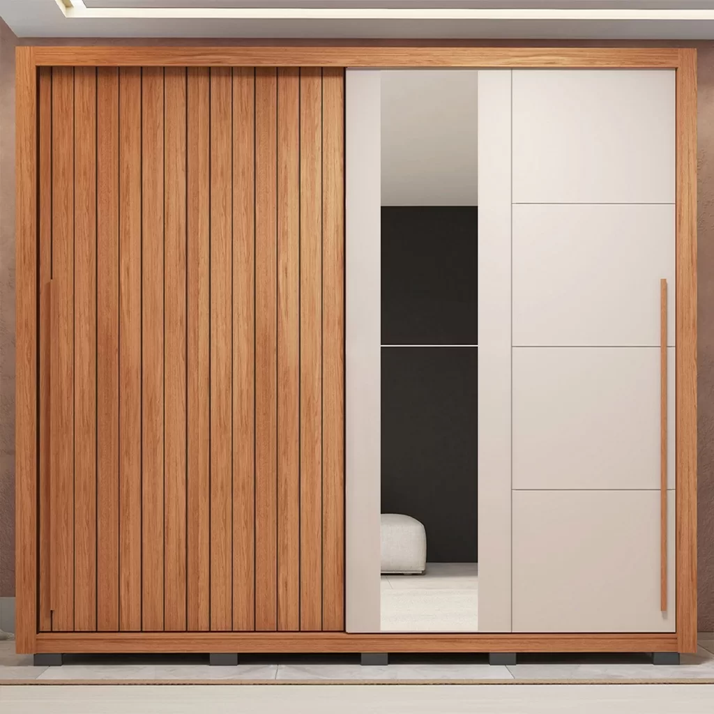 Guarda-roupa Casal Ripado com Espelhos 2 Portas e 4 Gavetas Suburban Gold Espresso Móveis