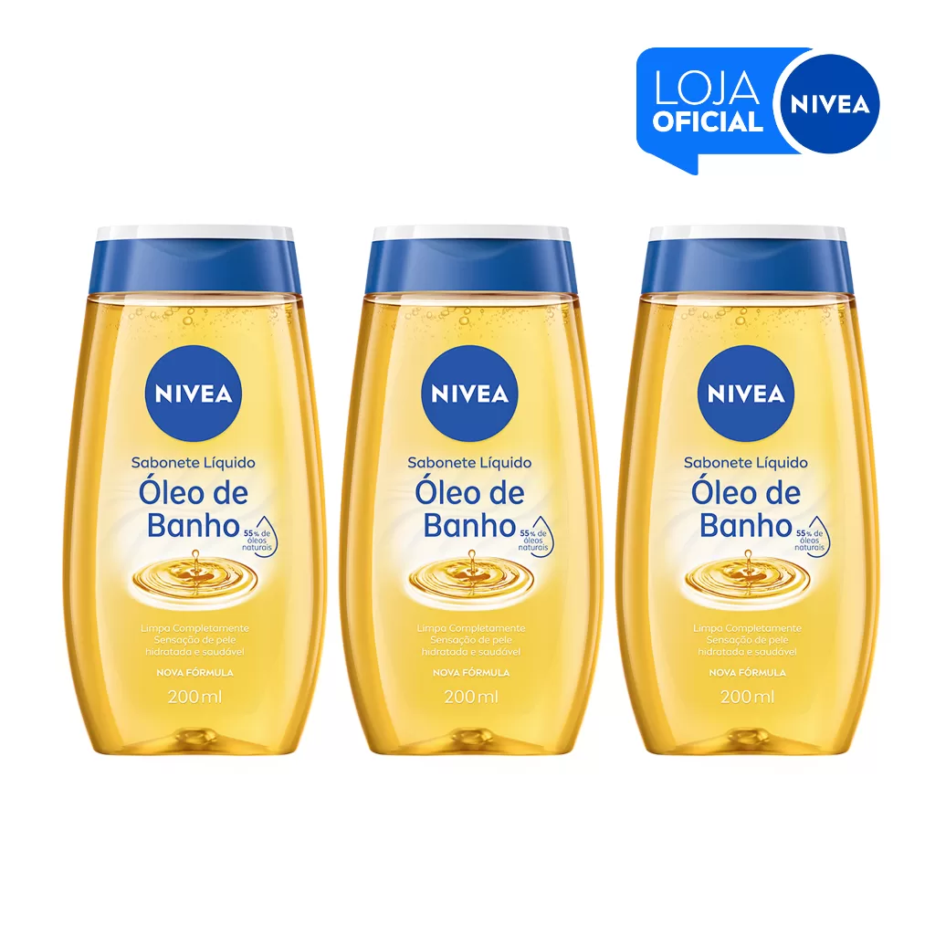 KIT NIVEA Sabonete Líquido Óleo de Banho 200ml – 3 Unidades