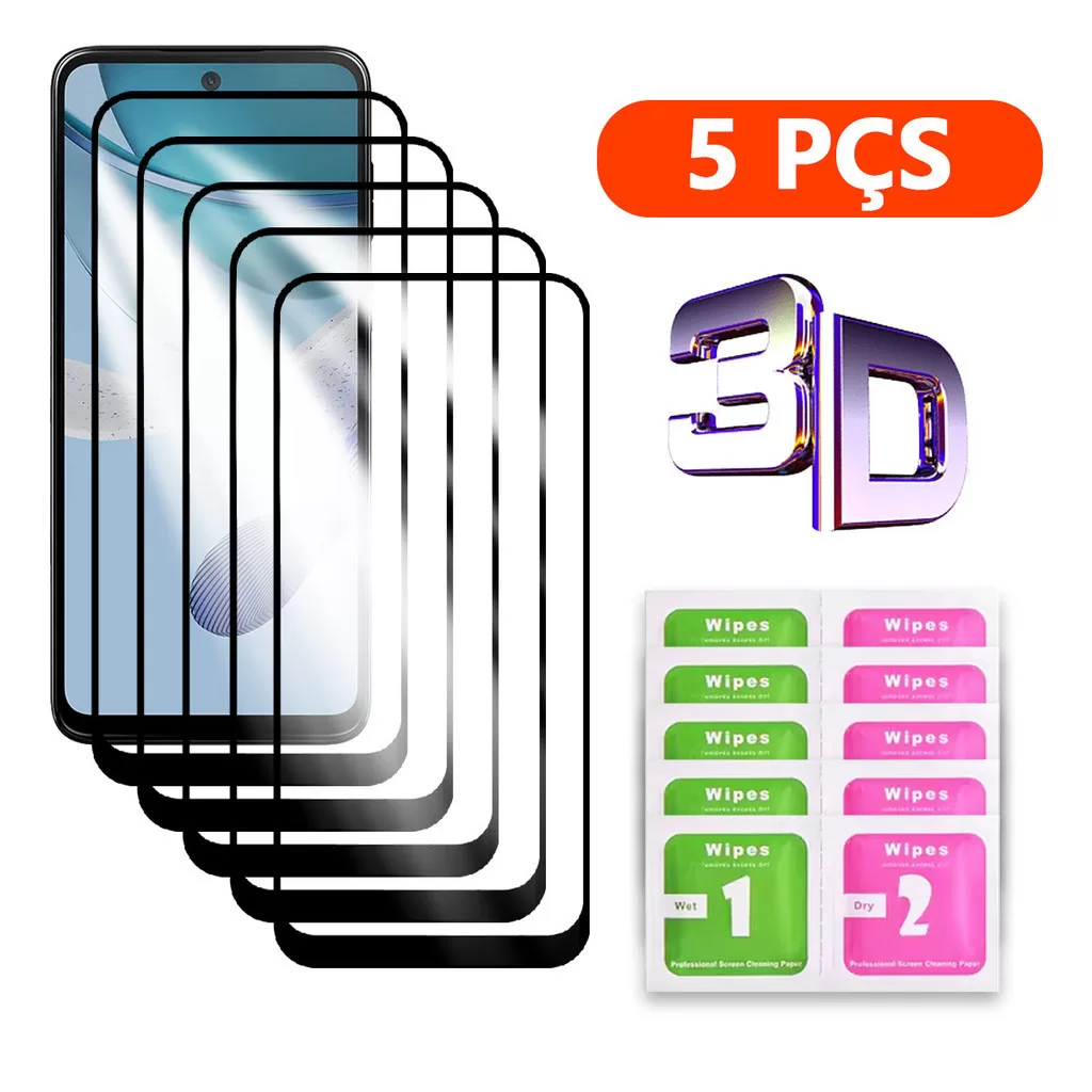 Kit 5 Película 3D Vidro Temperado Para Todos Motorola Moto G84 G54 G34 G24 G14 G04 G73 G53 G23 G13