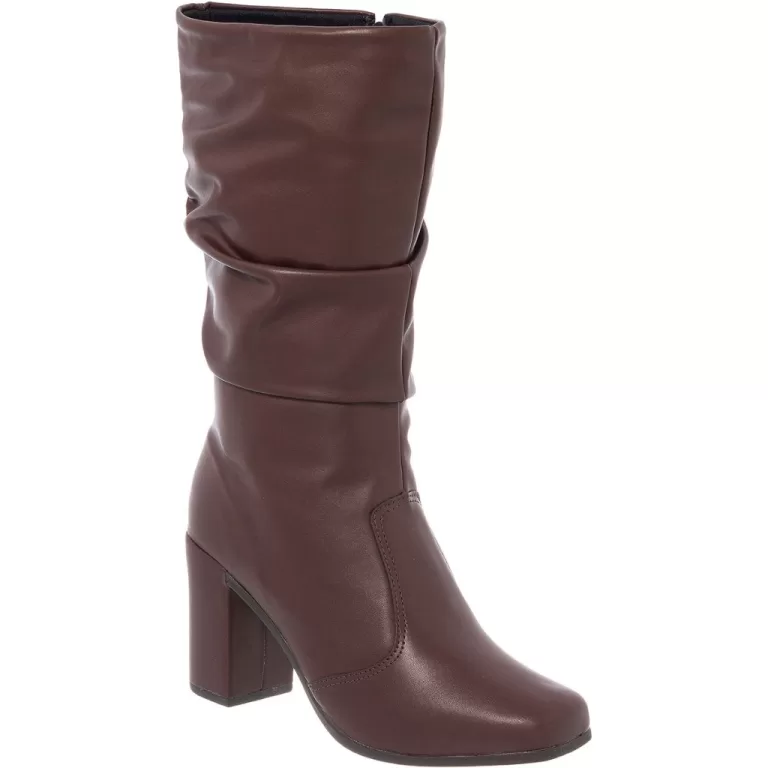 Bota Feminina Sofiolí Cano Longo Enrugada Salto A