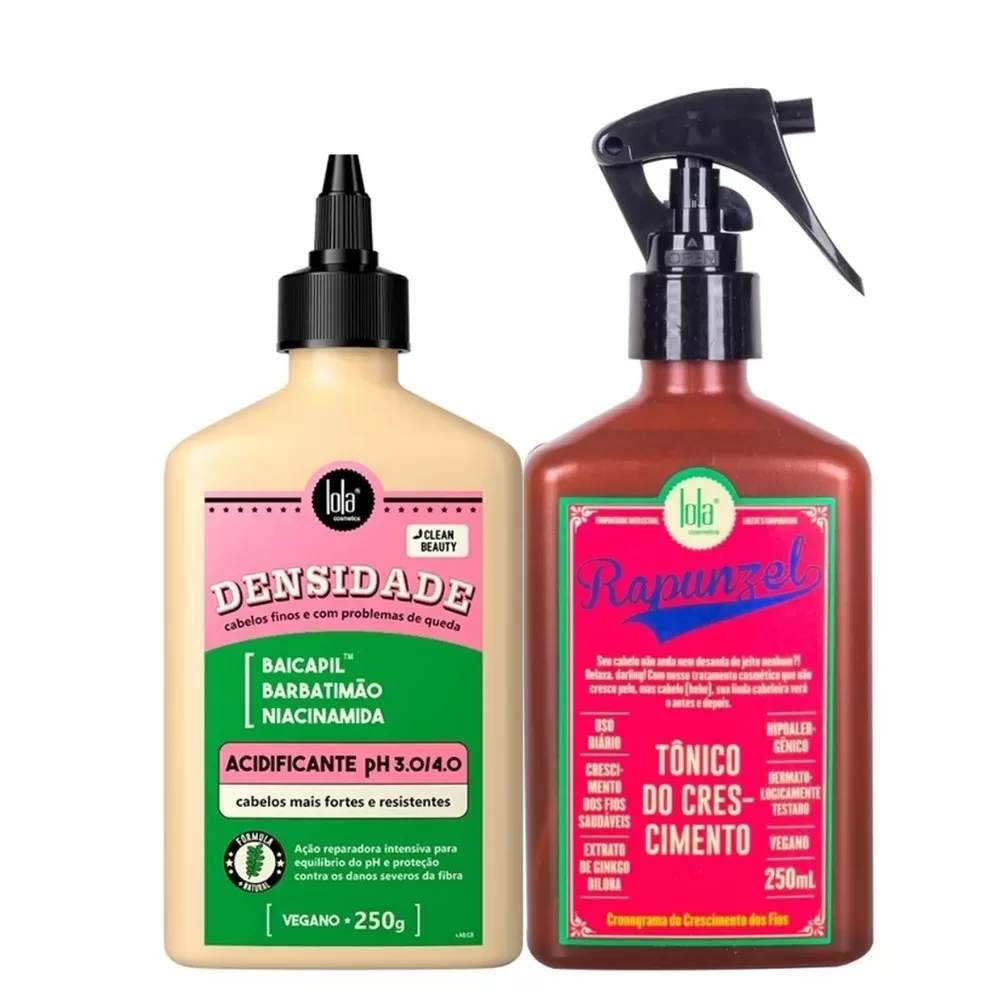 Kit Tônico de Crescimento Rapunzel e Acidificante Densidade – Lola Cosmetics