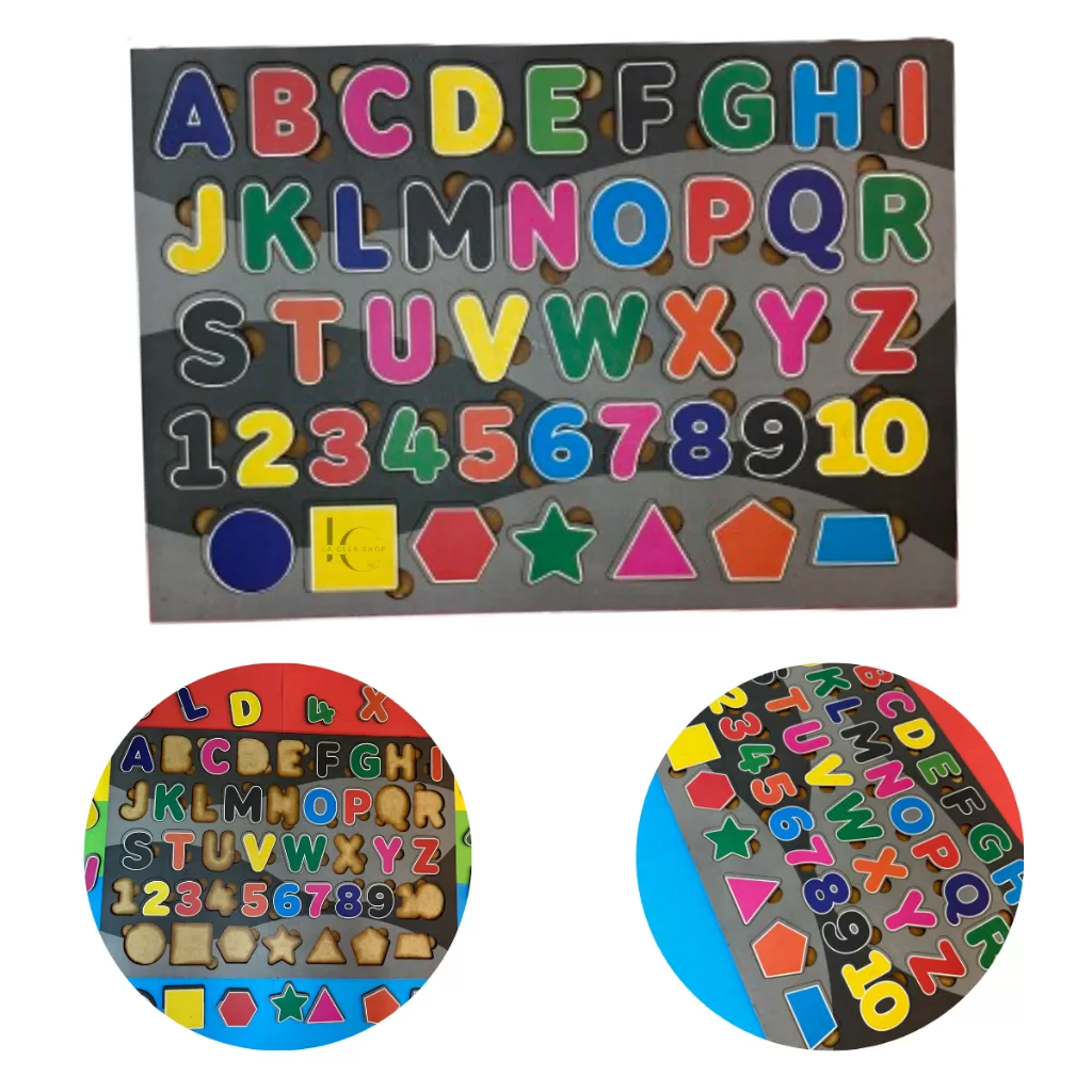 Alfabeto Gigante Encaixe Números, Letras e Formas Geométricas em MDF 3X1