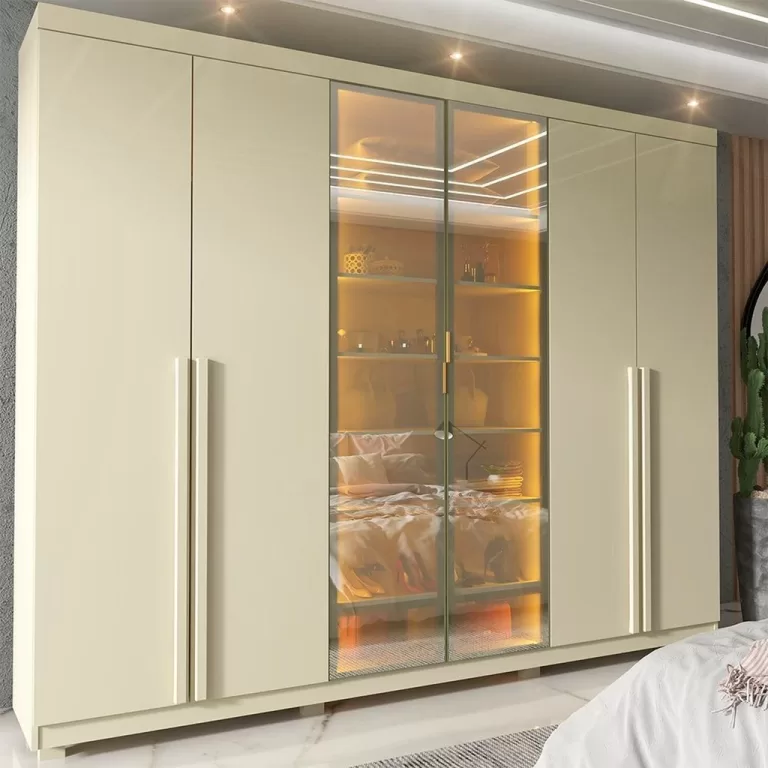 Guarda-roupa Casal 6 Portas com Pés com Led Imper