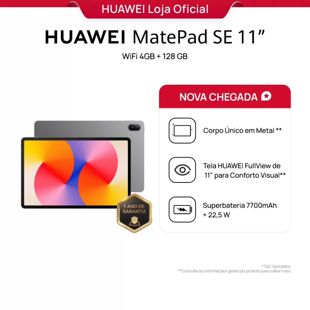 HUAWEI MatePad SE 11 | Tablet | Design de Corpo Único em Metal | 7700 mAh + Superbateria de 22,5 W