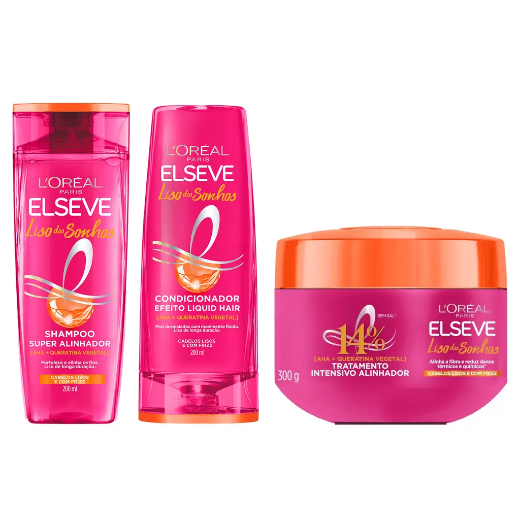 KIT ELSEVE EFEITO LISO DOS SONHOS SH + COND + MÁSC – 3 ITENS
