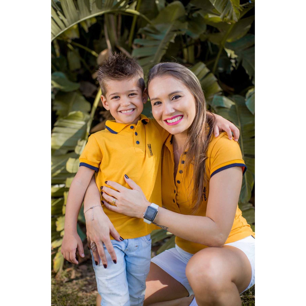 MÃE E FILHO > Kit 02 Peças – Camisas ou Body Polo Mostarda [Coleção Tal Mãe Tal Filho]