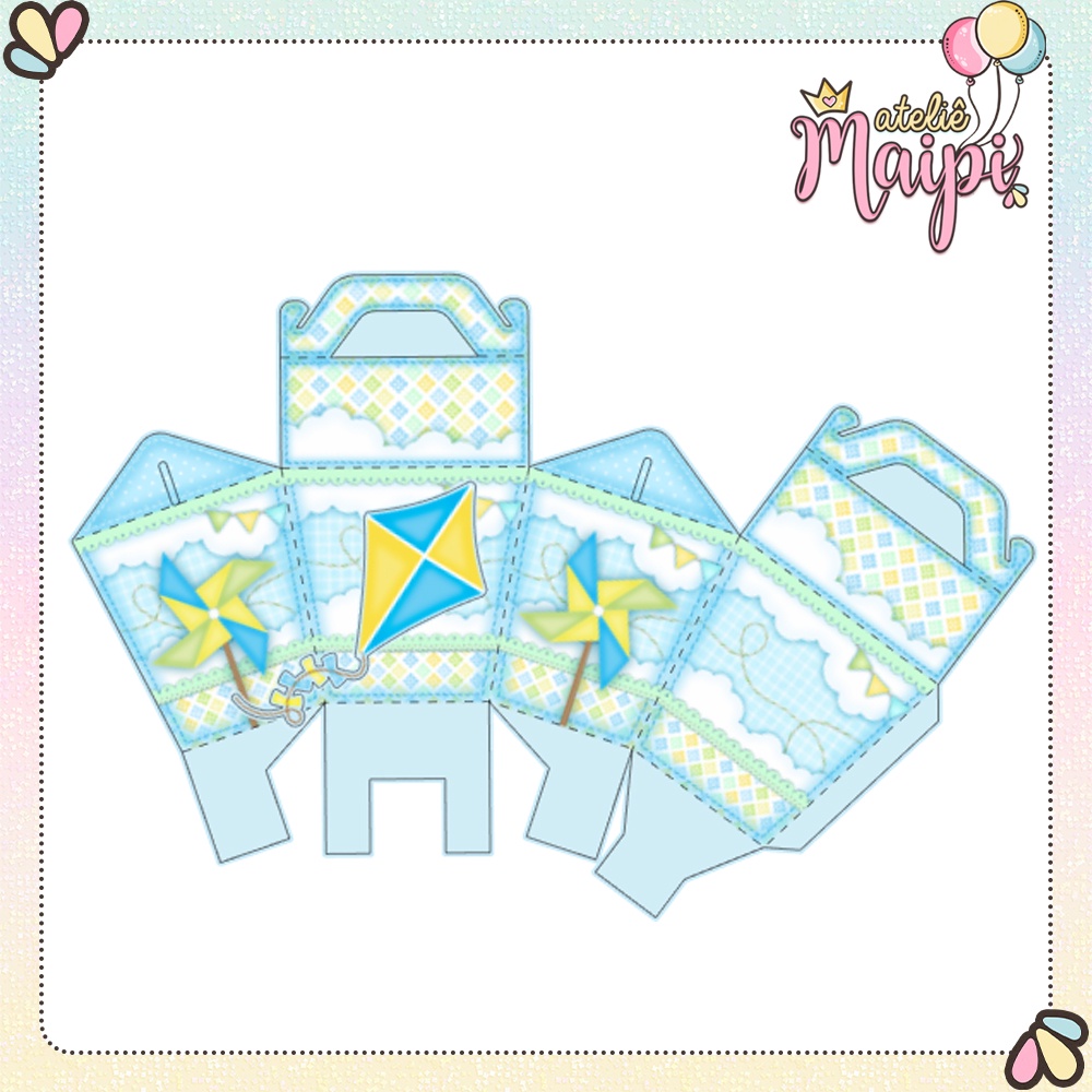 caixinha para festa tema pipa e catavento