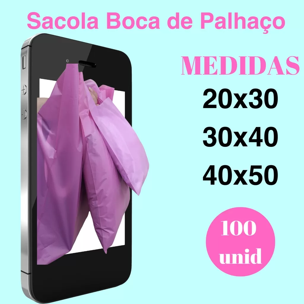 100 Sacola Boca De Palhaço / Sacolas Plásticas / Presente