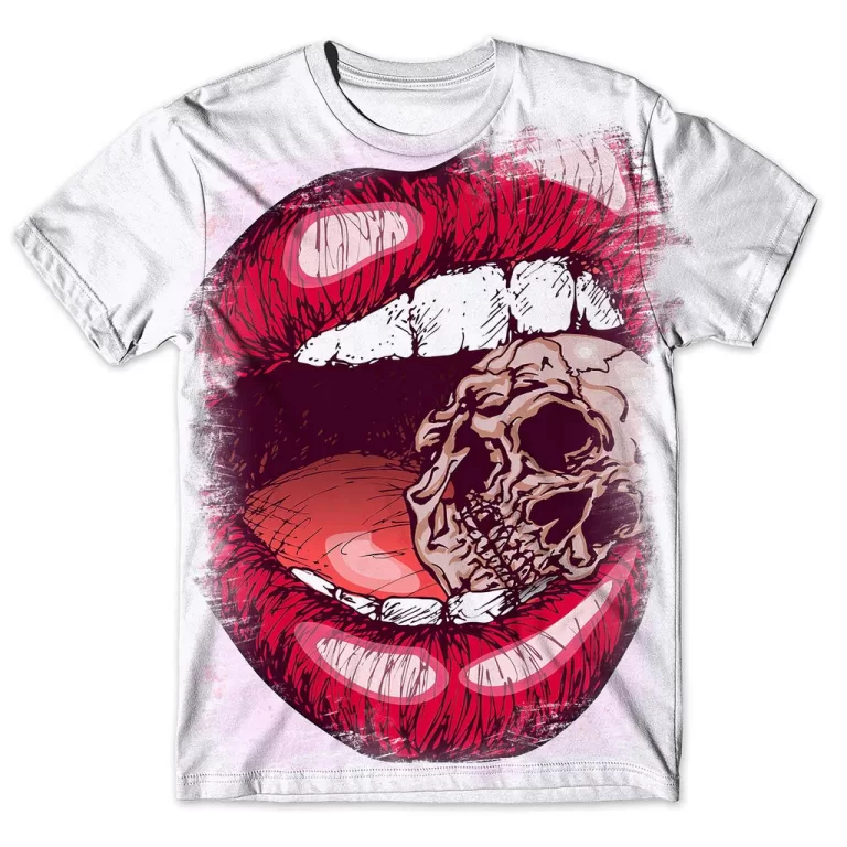 Camisa Camiseta Masculina Caveira Boca