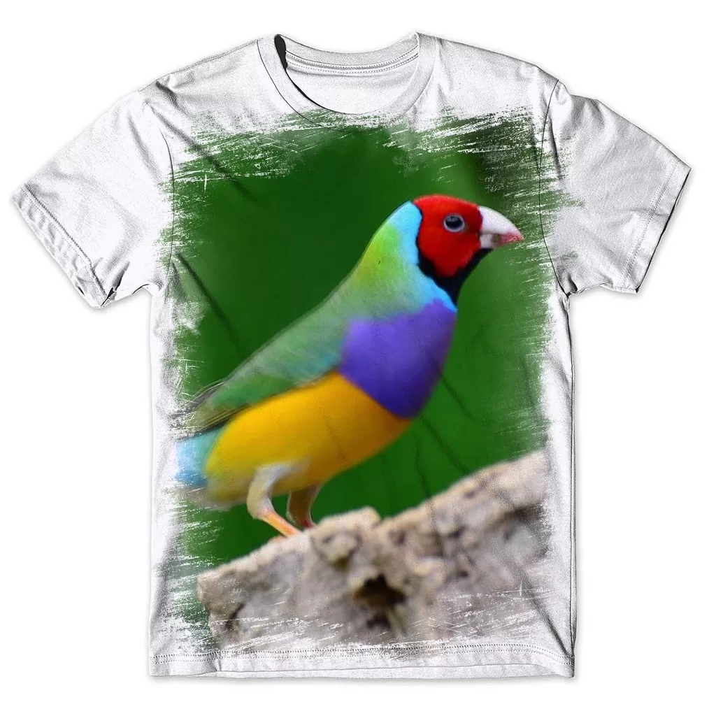 Camisa Camiseta Masculina Ave Pássaro Diamante De Gould 2