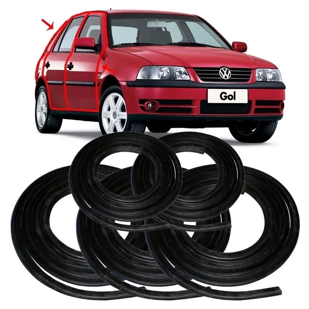 Kit Borracha Porta E Porta Malas Gol G3 2000 Á 2005 5-peças