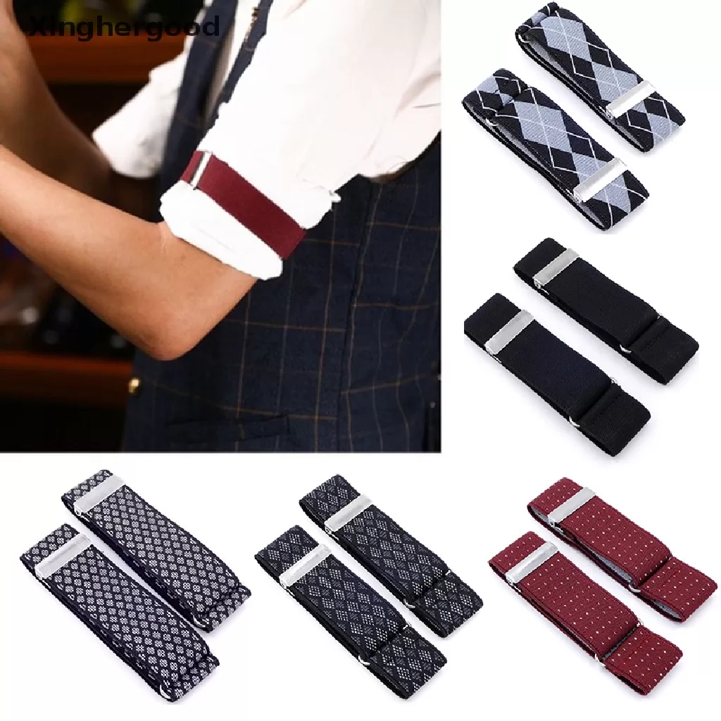 Xinghergood 1 Par Camisa Masculina Ajustável Manga De Braçadeira Bartender Suporte De Punho