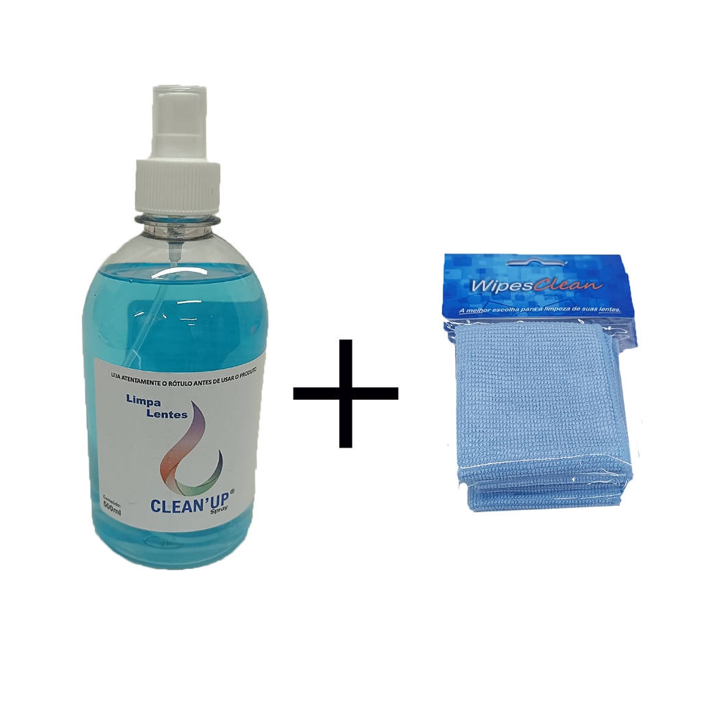 1 Limpa Lentes 500ml + 3 Flanelas Microfibra Ideal na limpeza de óculos, TV, Celulares e telas.