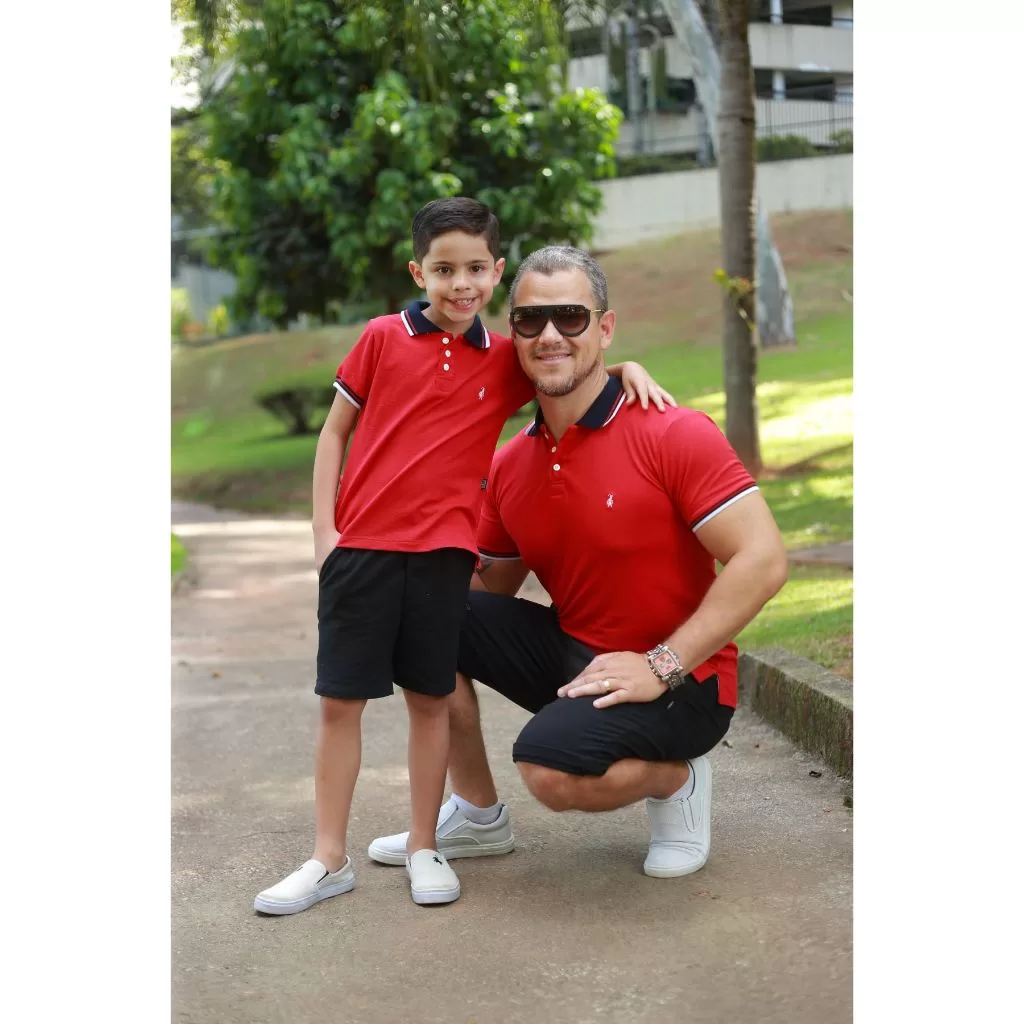 Kit polo pai e dois filhos (3 peças)