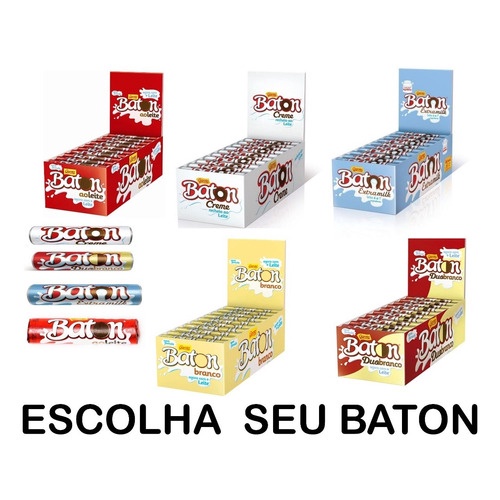 Chocolate Baton Garoto Sabor Ao Leite Branco DUO  
