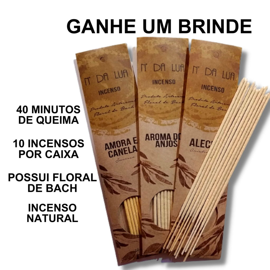 Incenso Artesanal Natural Nectar da Lua Floral de Bach 10 Varetas Sem Carvão Vários Aromas