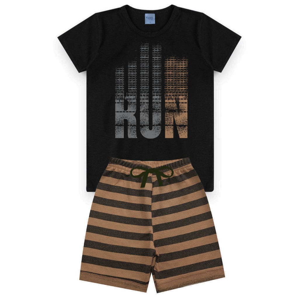 Conjunto Infantil Menino Roupa de Criança masculino Bermuda e Camiseta Atacado Barato L16