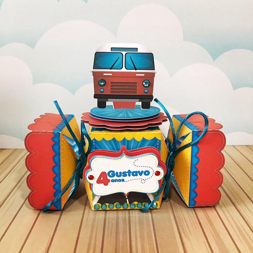 Caixinha para festa tema ônibus