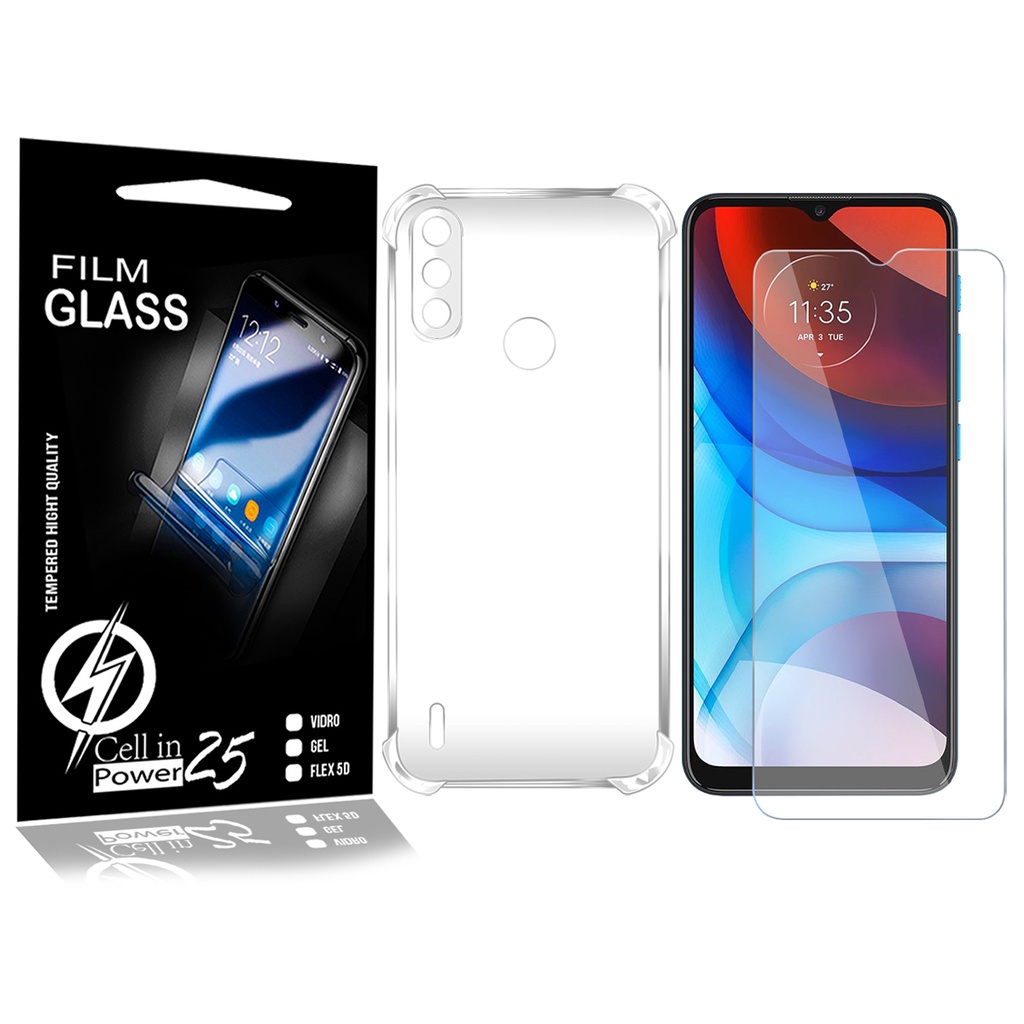Pelicula Vidro + Capa COM BORDA Moto E7 Power 6.5 XT2097 – Cell In Power25