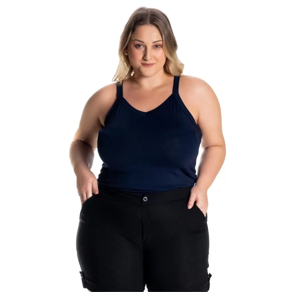 Regata Básica Feminina Plus Size de Viscolycra Para Academia Treino Confortável Dia a Dia