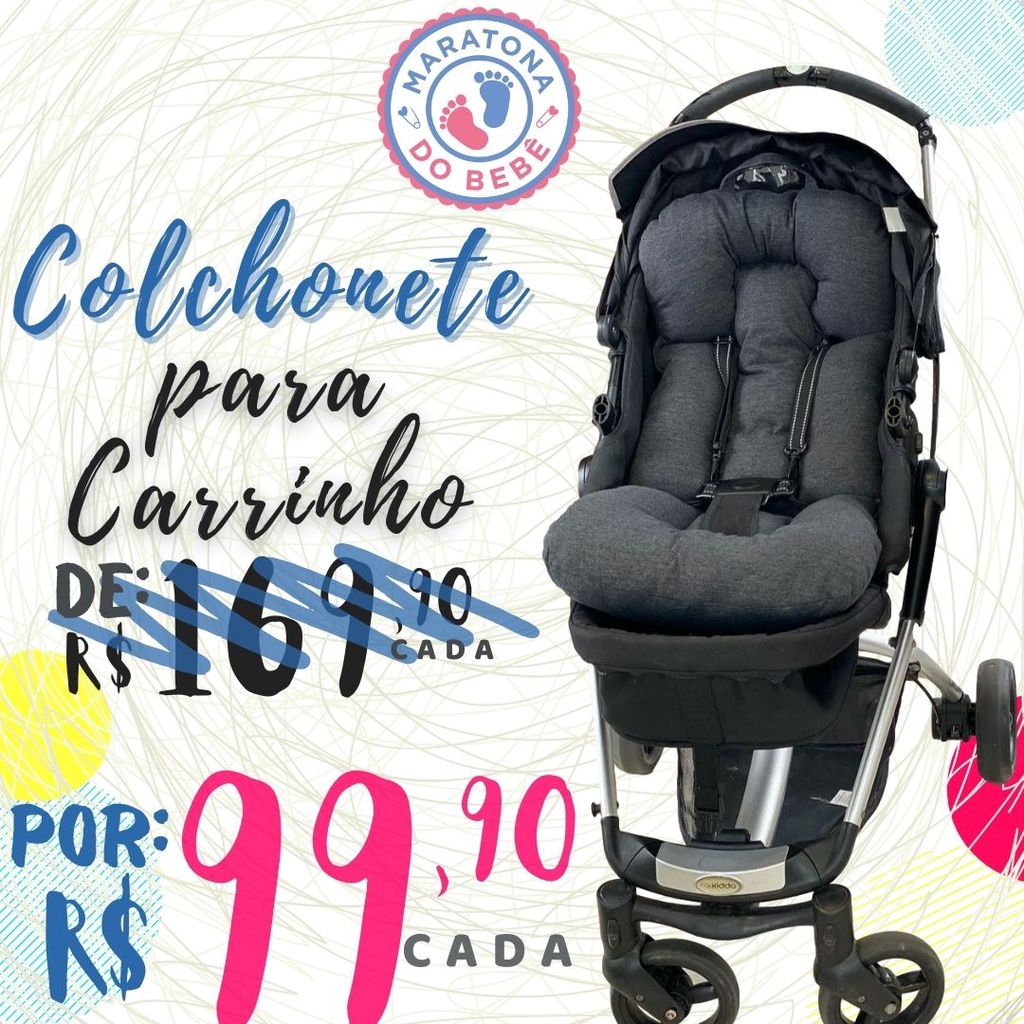 Colchonete Carrinho Bebe Dupla Face Algodão Estampado Menina Menino