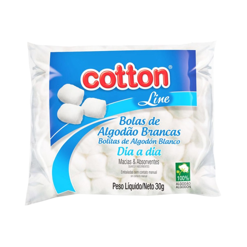 Algodão De Bolinhas Cotton Original Macias e Alta Absorção 100% Algodão Pacote 30g