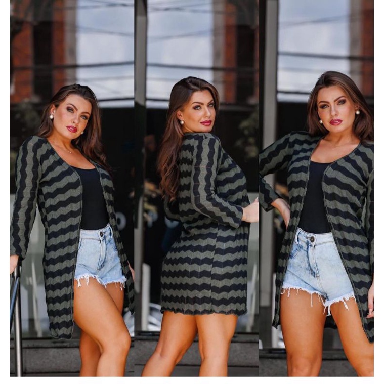 Casaco Cardigan Feminino Tricô de Frio Reto Listr