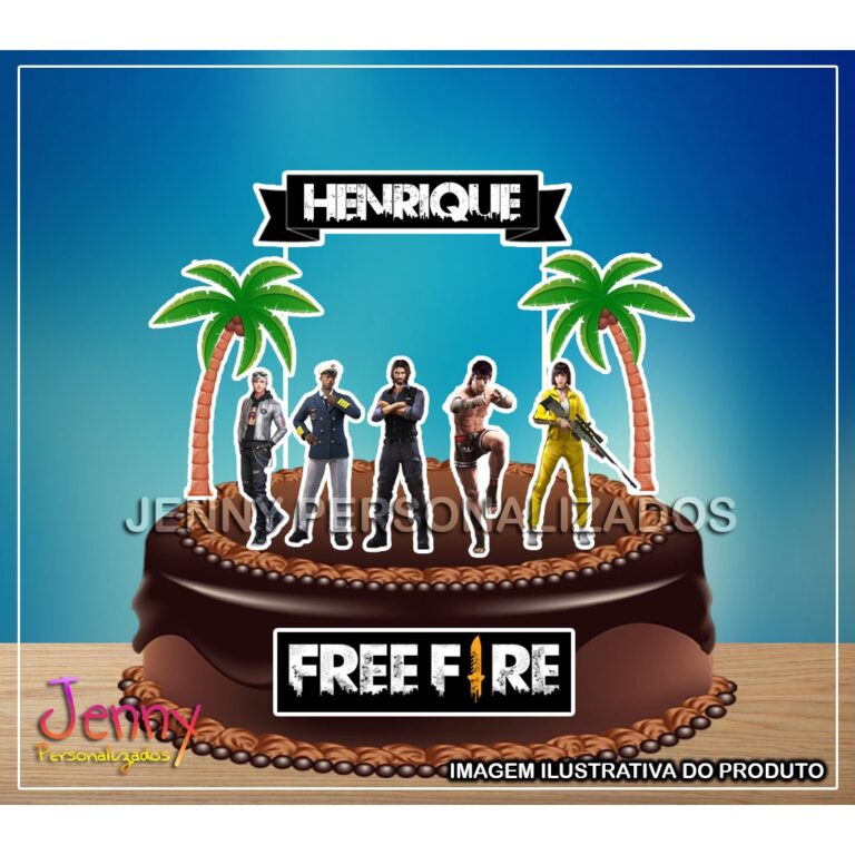 Topo Topper de bolo Free Fire Personalizado