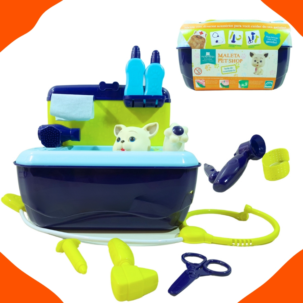 Maleta Dr Canino Veterinario  Pet Shop Gato na Cor Azul
