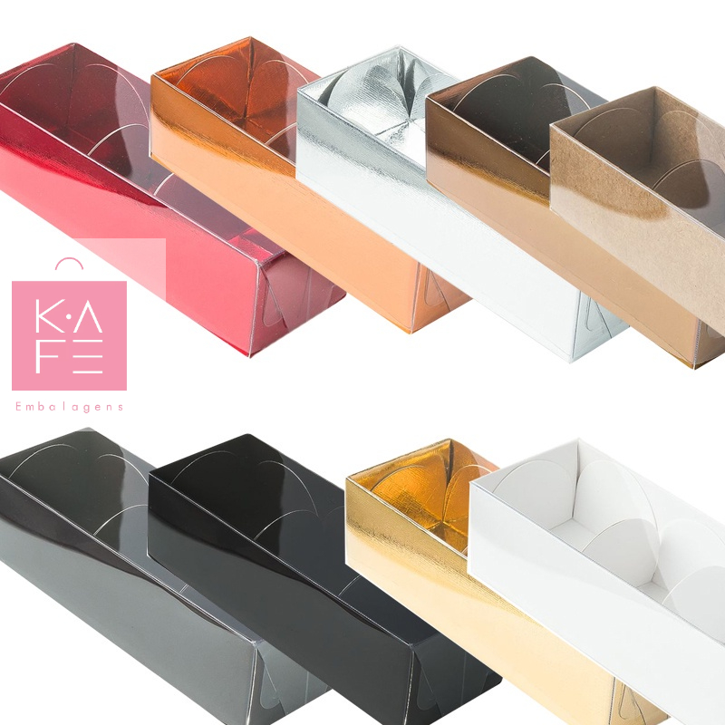 Caixa para 3 Doces PVC 3 (12×4,5x4cm)  ASSK – Kafe Embalagens