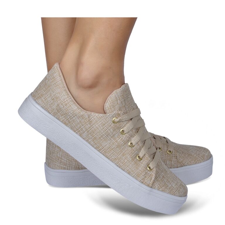 Tenis feminino Sapatenis casual Cor Palha super co