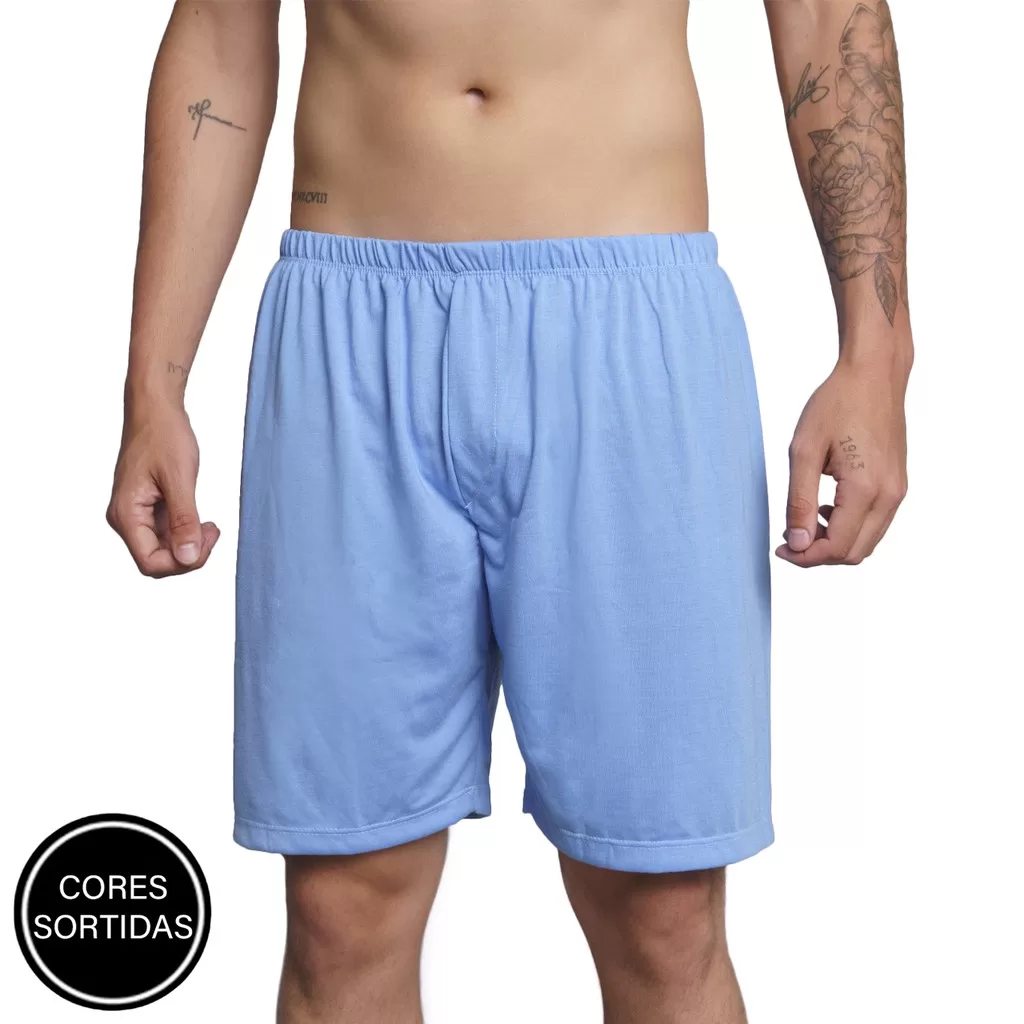 Promoçao Samba Canção Masculina Malha  Short Para Dormir Cueca  Pijama Conforto Lisa