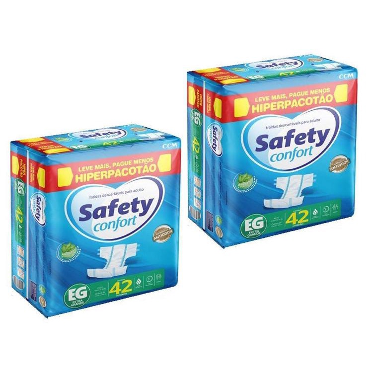 KIT 2 FRALDA GERIATRICA SAFETY CONFORT EG 42 = 84 