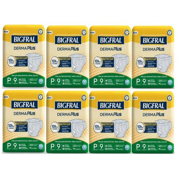 KIT 8 FRALDAS GERIATRICA BIGFRAL DERMA PLUS P / 9 