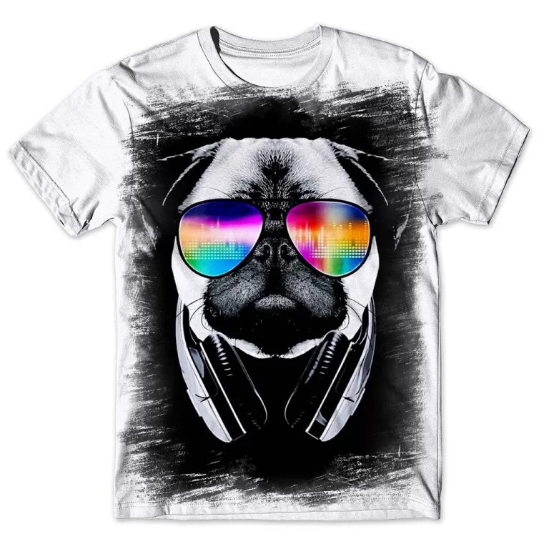 Camisa Camiseta Masculina Cachorro De Oculos