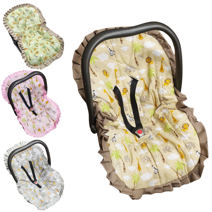 Capa para Bebê Conforto Safari com Tecido Estampado 100% Algodão Tamanho Universal