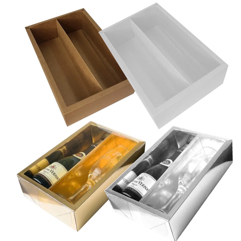Caixa para Mini Champagne e Taça (20,5x13x6cm) Kafe Embalagens