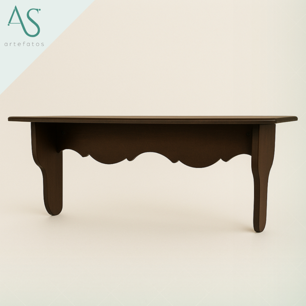 Prateleira Grande Mdf Branca para Sala Decoração Trabalhada Marrom