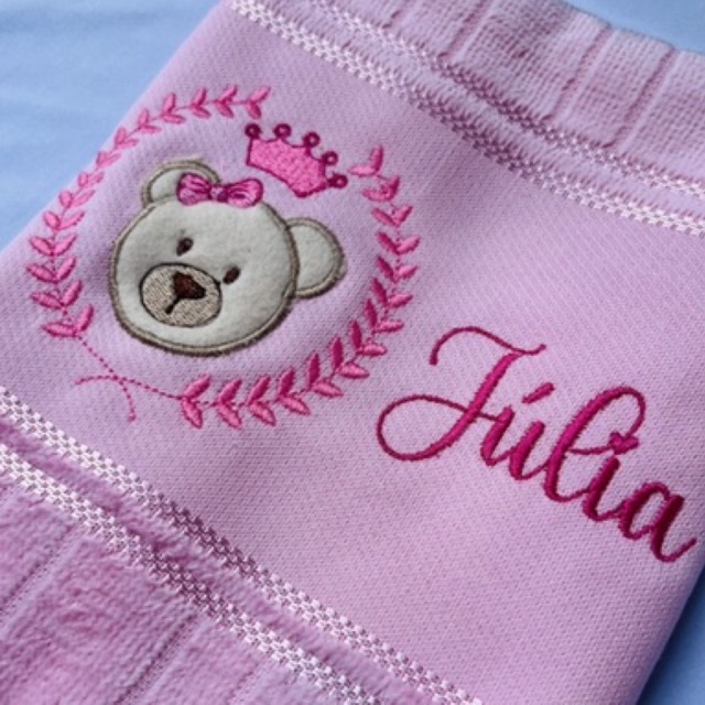 Toalha Bordada Personalizada Com Nome Ursinha
