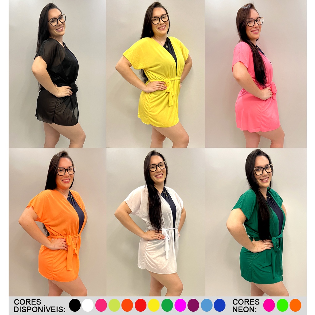 Saída de Praia Vestido Feminina Estilo Kimono Curto