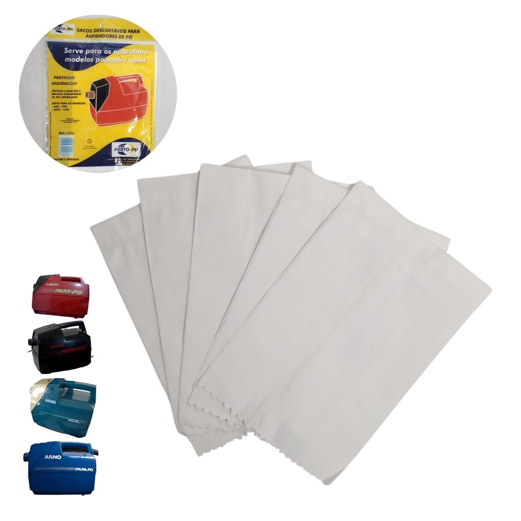 Refil de Filtro para Aspirador Papapó  Modelos AAE-1200 e APAC-1500 (5 Unidades)