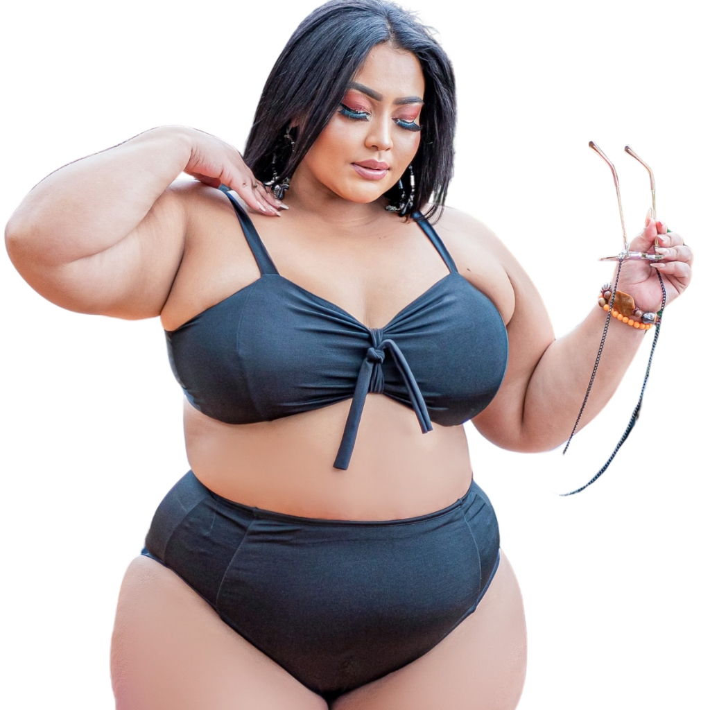 Biquini Plus Size Calcinha Cintura Alta Levanta Bumbum 2 Modelo em 1